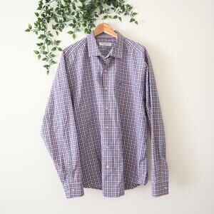 Tommy Bahama Men's Blue & Pink Check Island Zone Button Down Shirt Size XL